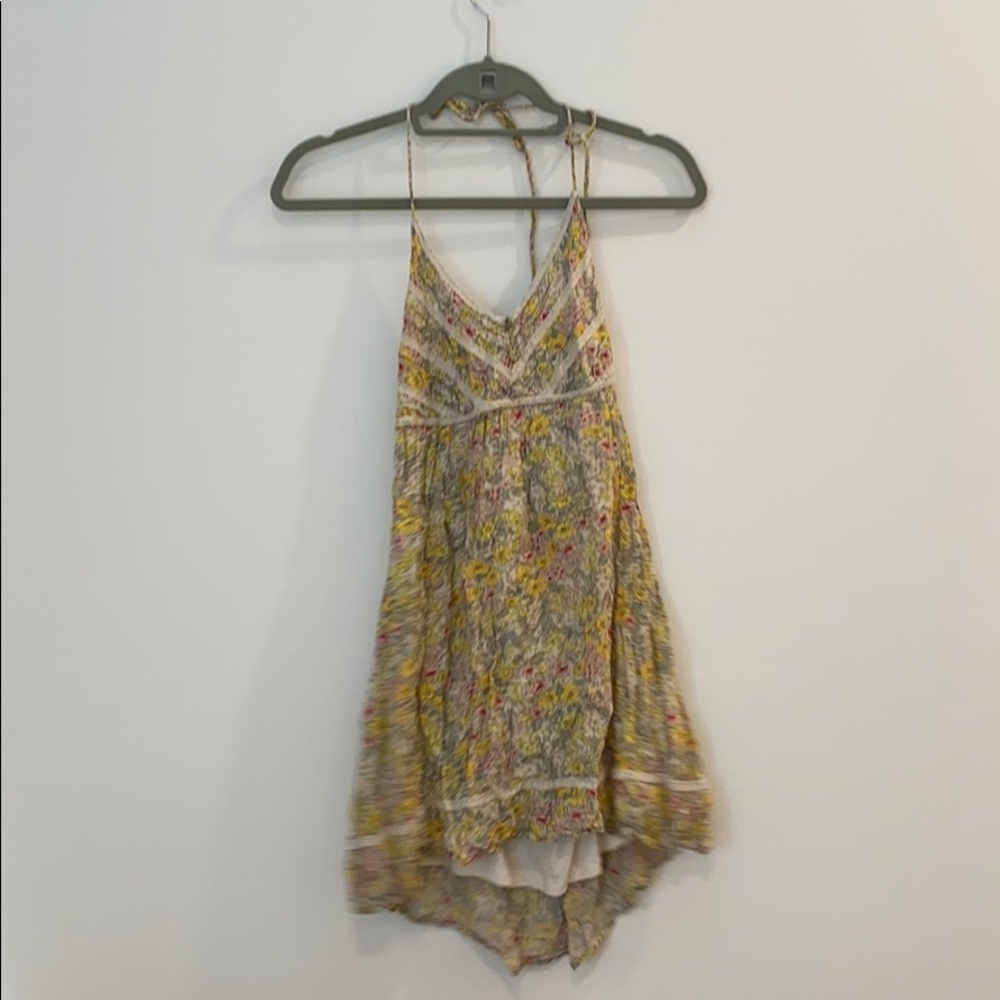 Floral Halter Cotton Dress with lace detail